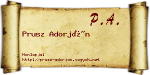 Prusz Adorján névjegykártya